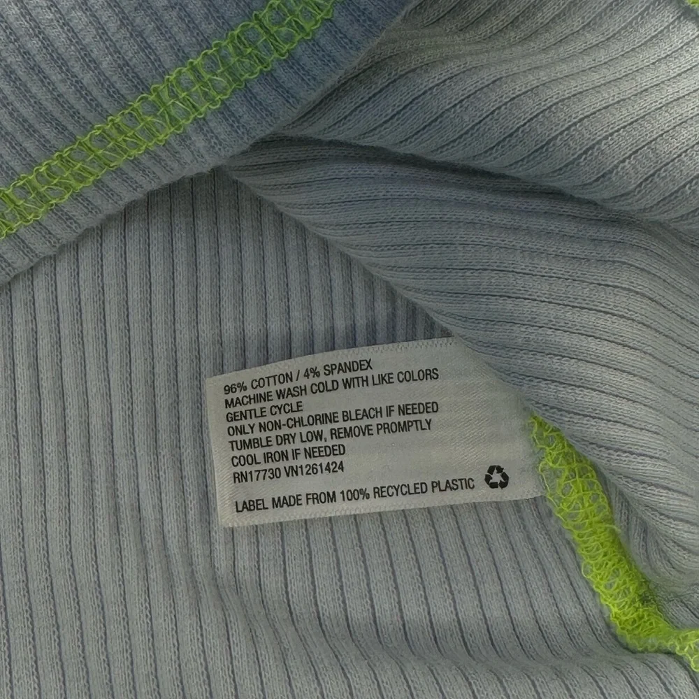 WILD FABLE Shirt Blue with Neon Green Stitching Long Sleeve / XL / Stitch Ribbed